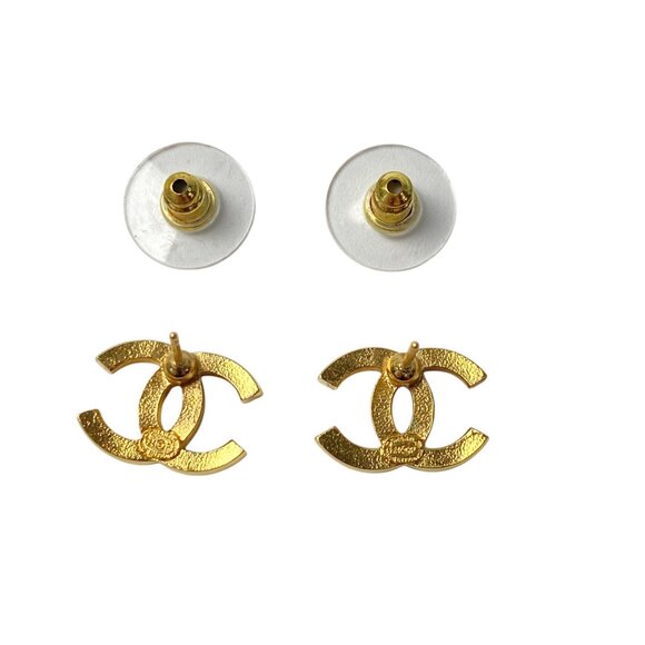 CHANEL Authentic Gold Logo Earrings - Picture 7 of 8
